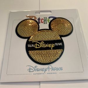 NWT. Disney Patch Sequin Mickey “Talk Disney to Me” patch or reusable sticker